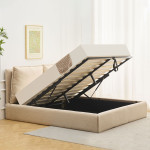 Paris Prix Lit Coffre En Tissu Bouclette "Herbert" 140x190cm Beige