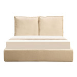 paris prix Lit Coffre en Tissu Bouclette "Herbert" 180x200cm Beige