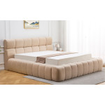 Paris Prix Lit Coffre Matelassé En Tissu Bouclette "Seth" 140x190cm Beige
