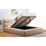 Paris Prix Lit Coffre Matelassé En Tissu Bouclette "Seth" 180x200cm Beige