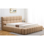 Paris Prix Lit Coffre Matelassé En Tissu "Seth" 140x190cm Beige