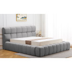 Paris Prix Lit Coffre Matelassé En Tissu "Seth" 140x190cm Gris Foncé