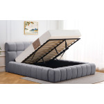 Paris Prix Lit Coffre Matelassé En Tissu "Seth" 140x190cm Gris Foncé