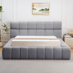 Paris Prix Lit Coffre Matelassé En Tissu "Seth" 160x200cm Gris Foncé
