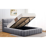 Paris Prix Lit Coffre Matelassé En Tissu "Seth" 180x200cm Gris Foncé