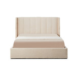 Paris Prix Lit Double Coffre Tissu Bouclette "Somia" 160x200cm Crème