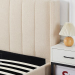 Paris Prix Lit Double Coffre Tissu Bouclette "Somia" 160x200cm Crème