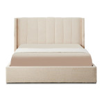 paris prix Lit Double Coffre Tissu Bouclette "Somia" 160x200cm Crème