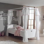 Paris Prix Lit Enfant à Baldaquin & Voile "Amori" 90x200cm Blanc