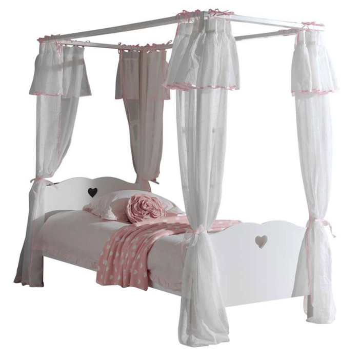 Paris Prix Lit Enfant à Baldaquin & Voile "Amori" 90x200cm Blanc