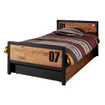 paris prix Lit Enfant avec Tiroir "Alex" 90x200cm Marron & Noir