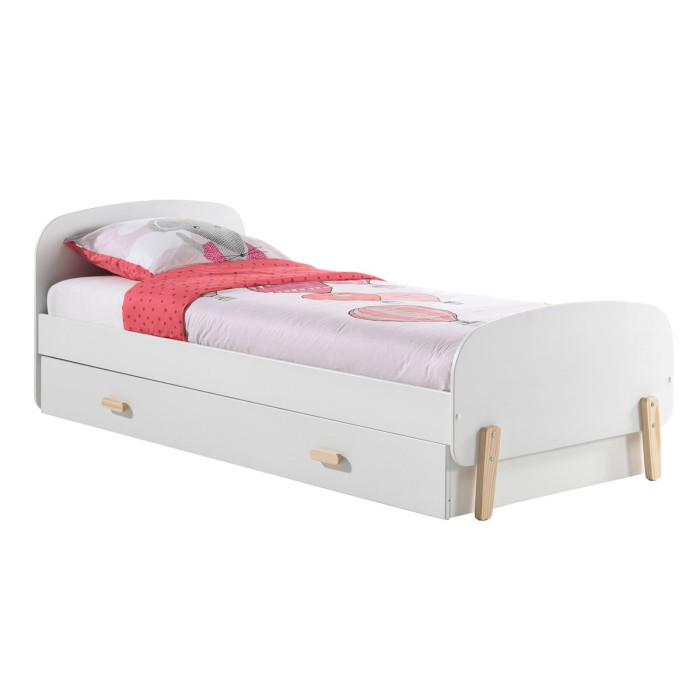 Paris Prix Lit Enfant Avec Tiroir "Kiddy" 90x200cm Blanc & Naturel