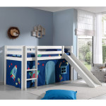 Paris Prix Lit Enfant Avec Toboggan "Pino Astronaute II" 90x200cm Blanc