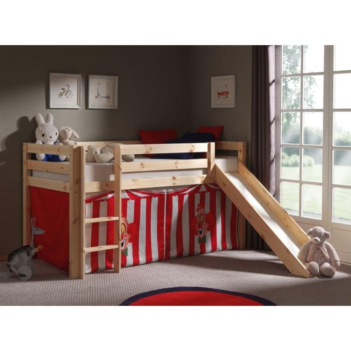 Paris Prix Lit Enfant Avec Toboggan "Pino Cirque" 90x200cm Naturel