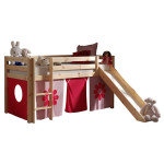 paris prix Lit Enfant Avec Toboggan "Pino Flower" 90x200cm Naturel