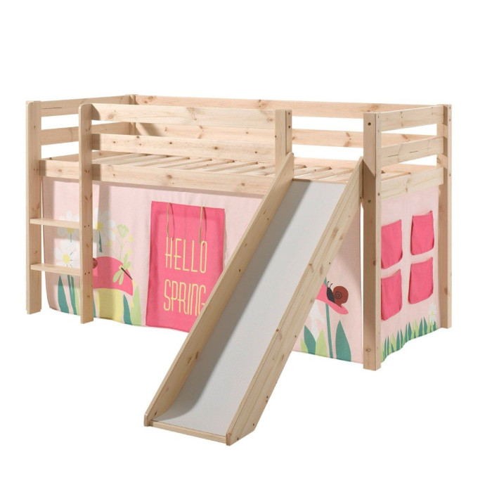 Paris Prix Lit Enfant Avec Toboggan "Pino Spring" 90x200cm Naturel