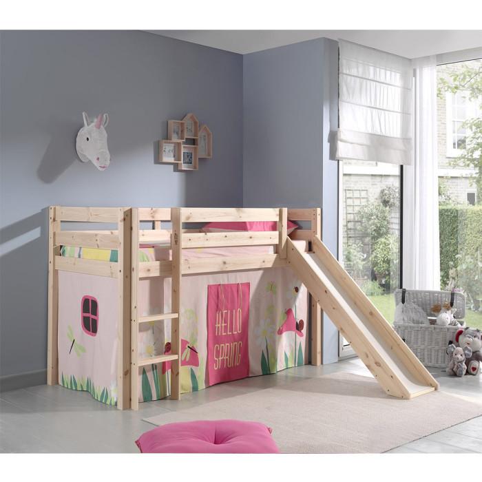Paris Prix Lit Enfant Avec Toboggan "Pino Spring" 90x200cm Naturel