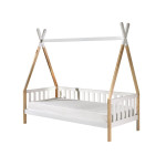 Paris Prix Lit Enfant & Barrière Pin Massif "Tipi" 90x200cm Blanc