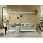 Paris Prix Lit Enfant & Barrière Pin Massif "Tipi" 90x200cm Blanc