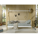 Paris Prix Lit Enfant & Barrière Pin Massif "Tipi" 90x200cm Blanc