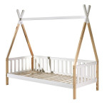 paris prix Lit Enfant & Barrière Pin Massif "Tipi" 90x200cm Blanc