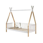 Paris Prix Lit Enfant Barrière & Tiroir "Tipi" 90x200cm Blanc & Naturel