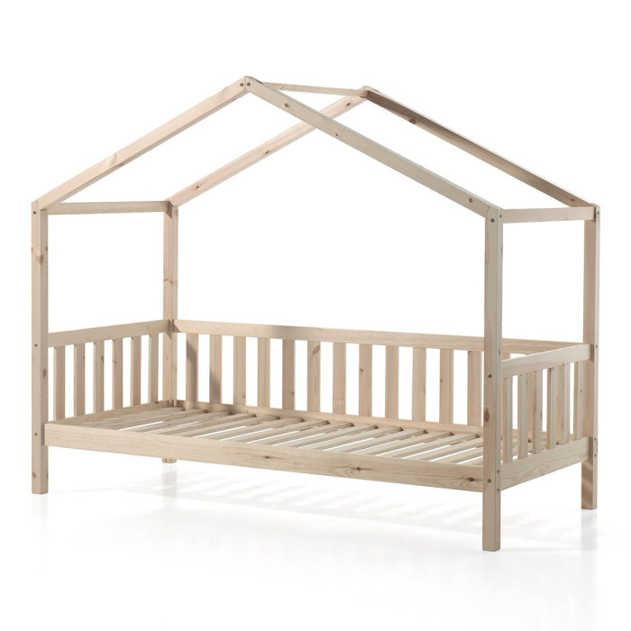 Paris Prix Lit Enfant Cabane & Barrière "Dallas II" 90x200cm Naturel