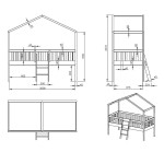 Paris Prix Lit Enfant Cabane & Échelle "Dallas" 90x200cm Blanc