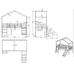 Paris Prix Lit Enfant Cabane Échelle & Toboggan "Dallas" 90x200cm Blanc