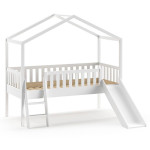 paris prix Lit Enfant Cabane Échelle & Toboggan "Dallas" 90x200cm Blanc