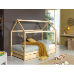 Paris Prix Lit Enfant Cabane & Tiroir "Dallas" 90x200cm Naturel