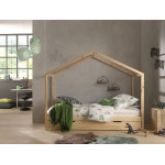 Paris Prix Lit Enfant Cabane & Tiroir "Dallas II" 90x200cm Naturel