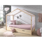 Paris Prix Lit Enfant Cabane & Voile "Dallas II" 90x200cm Naturel
