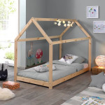 Paris Prix Lit Enfant Design "Cabane" 90x200cm Naturel