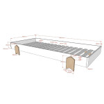 Paris Prix Lit Enfant En Bois "Modulo Arrow III" 90x200cm Gris