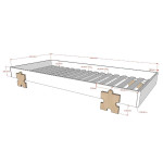 Paris Prix Lit Enfant En Bois "Modulo Puzzle" 90x200cm Gris