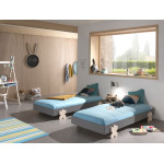 Paris Prix Lit Enfant En Bois "Modulo Puzzle II" 90x200cm Gris