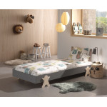 Paris Prix Lit Enfant En Bois "Modulo Smiley" 90x200cm Gris