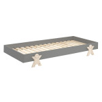 paris prix Lit Enfant en Bois "Modulo Smiley" 90x200cm Gris