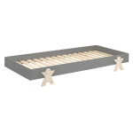 Paris Prix Lit Enfant En Bois "Modulo Smiley II" 90x200cm Gris