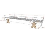 Paris Prix Lit Enfant En Bois "Modulo Smiley II" 90x200cm Gris