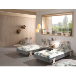 Paris Prix Lit Enfant En Bois "Modulo Smiley II" 90x200cm Gris
