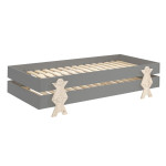 Paris Prix Lit Enfant En Bois "Modulo Smiley III" 90x200cm Gris