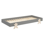 Paris Prix Lit Enfant En Bois "Modulo Smiley III" 90x200cm Gris