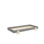 Paris Prix Lit Enfant En Bois "Modulo Smiley IV" 90x200cm Gris