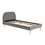 paris prix Lit Enfant en Tissu "Opamo" 90x190cm Gris Foncé