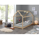 Paris Prix Lit Enfant & Matelas "Cabane" 90x200cm Naturel