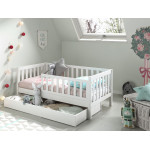 Paris Prix Lit Enfant Sommier & Tiroir "Toddler II" 70x140cm Blanc