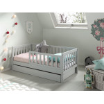 Paris Prix Lit Enfant Sommier & Tiroir "Toddler II" 70x140cm Gris