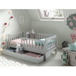 Paris Prix Lit Enfant Sommier & Tiroir "Toddler II" 70x140cm Gris